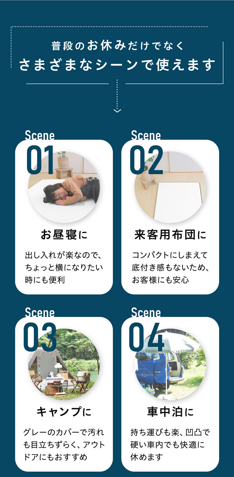 【7段構造】厚さ5cm薄型の高反発マットで寝心地パワーアップ「ONチャージ」