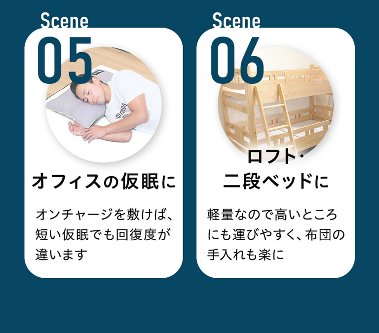 【7段構造】厚さ5cm薄型の高反発マットで寝心地パワーアップ「ONチャージ」