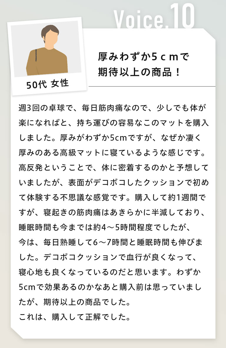 【7段構造】厚さ5cm薄型の高反発マットで寝心地パワーアップ「ONチャージ」