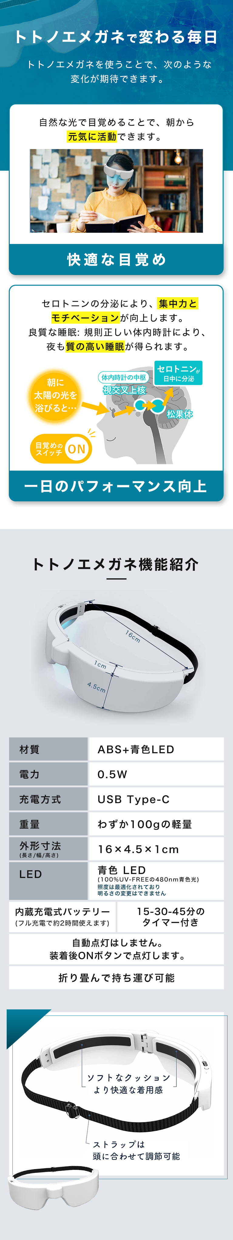 身支度をしながら光を浴びられる光目覚ましメガネ「トトノエメガネ」